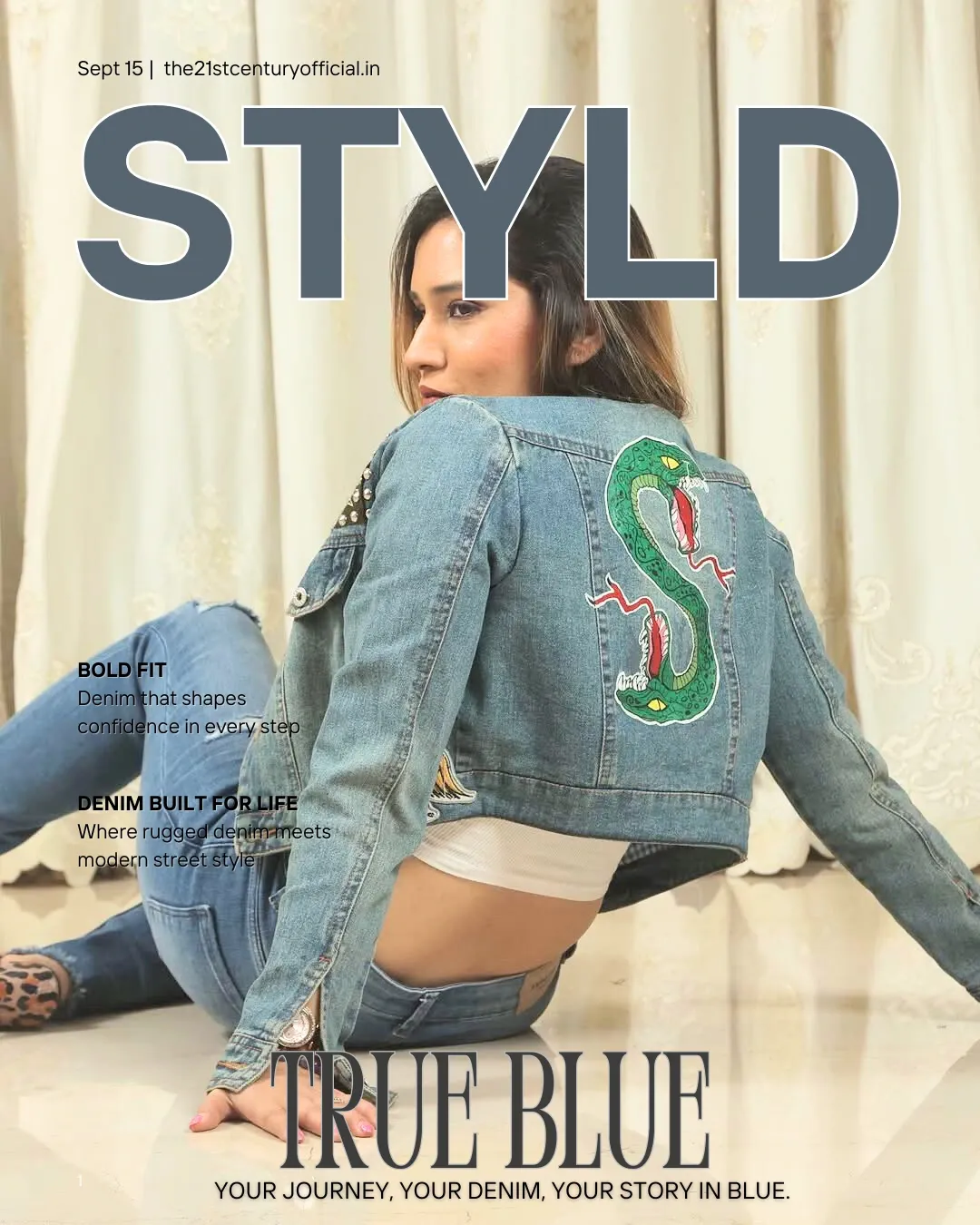 Denim Short Jacket - Cobra Hand Painted