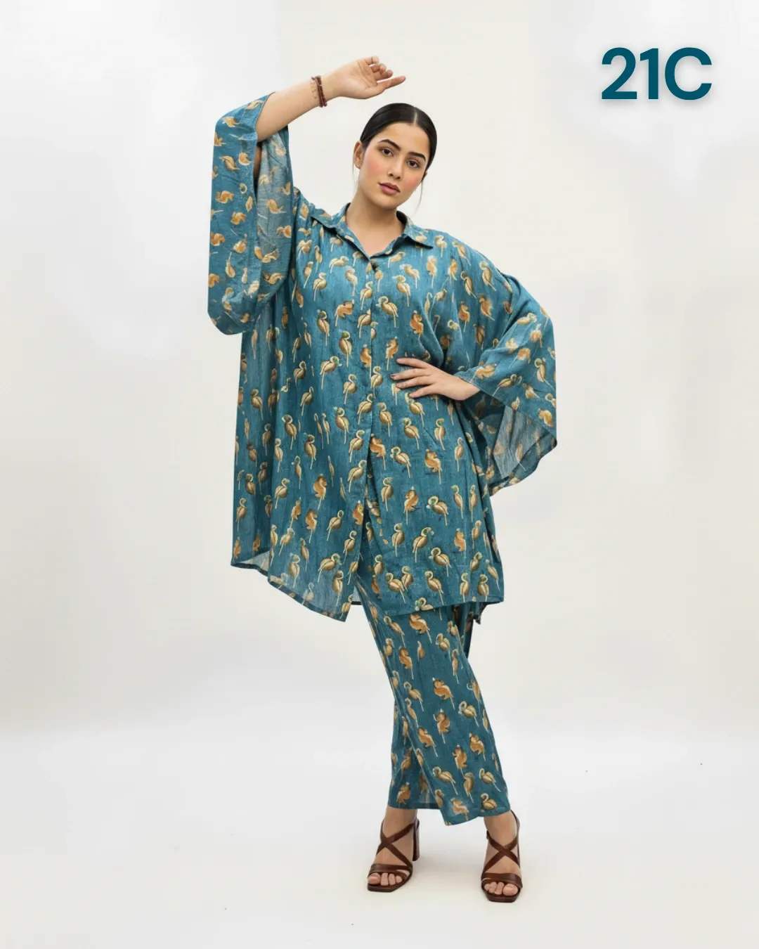 Turquoise Blue Printed Co-ord Set