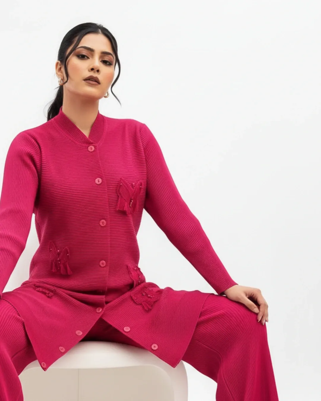 Hot Pink Pleated Co-ord Set