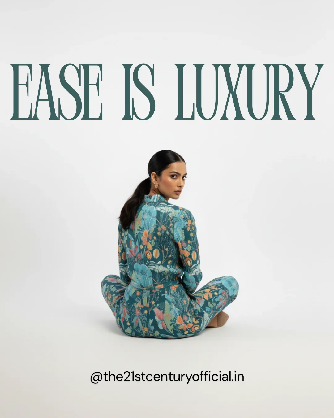 Sea Green Digital Print Co-ord Set - Pearl Work